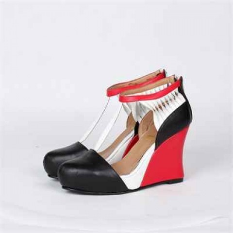 Red/ black/ white high-heel