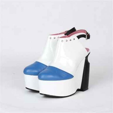Blue/ white high-heel