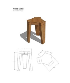 Elm Wood Hexagonal Stool 1