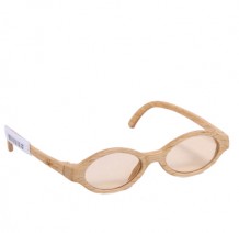 木制眼鏡 (淺啡透明淡黃色細圓形鏡片)
