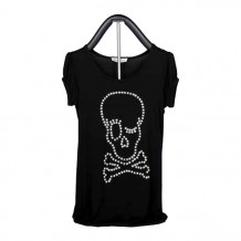 Black long t.shirt decorated with skull and studsl