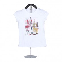 T-shirt manga curta ajustada para mulher ko-205