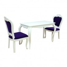 二人白色餐枱連紫色椅