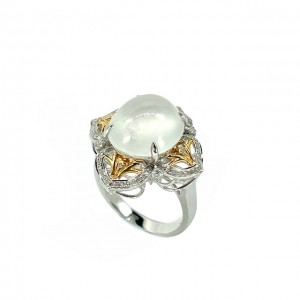 翡翠系列-天然翡翠钻石戒指-花园锦簇之晶莹剔透
