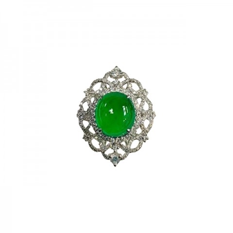 Jadeite Series-Natural Burma Jadeite Diamonds Ring