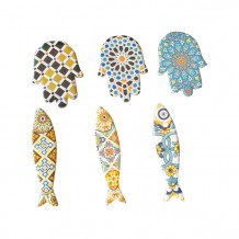 Íman para frigoríficos em cerâmica em formato de palma de mão, íman para frigoríficos em cerâmica, em formato de peixe