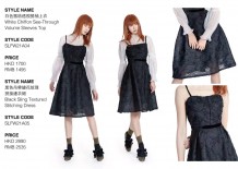 White Chiffon See-Through Volume Sleeves Top and Black Sling Textures Stitching Dress