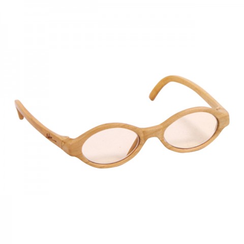 木制眼鏡(淺啡透明啡黃色細圓形鏡片)