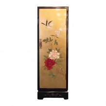Gilded Side Table with Graphics of Flowers and Birds