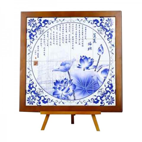 Porcelain tiles painted with an image of Macao’s World Heritage sites in a Chinese style wooden frame (50cms x*50cms)
