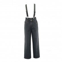 Women's cotton black straight leg trousers with suspenders