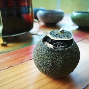 Chá saudável de Pu-erh em casca de tangerina verde desidratada da marca Tang Lao Ba