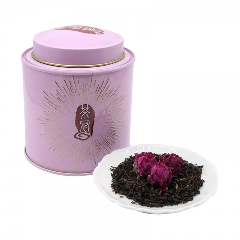 Série de Latas de Chá com Imagens de Pontos Turísticos de Macau  Lata de Chá Preto de Rosa e Lichia