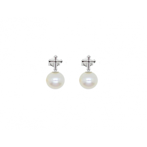 Cross Pearl Earrings (Meeting Light)