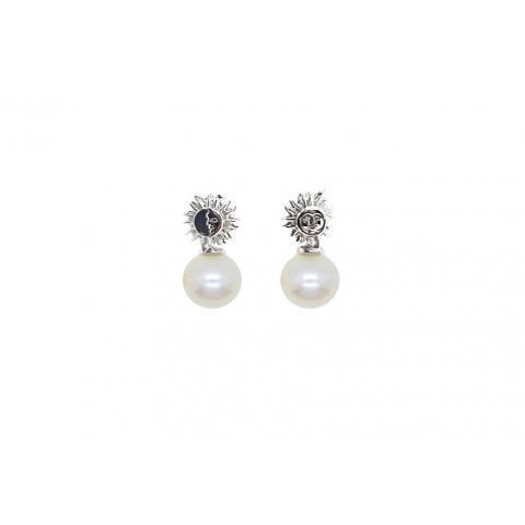 The Sun and the Moon Pearl Earrings (Meeting Light)