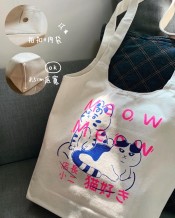 手工丝网印刷-MeowMeow帆布袋