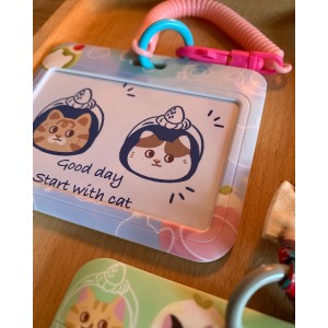 Porta-cartões com gatos/identificador de malas — Rolo de ovo e matcha com gatos