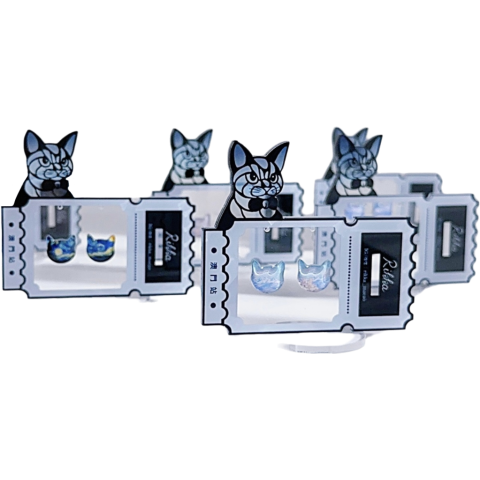 Famous Painting Cat Earrings (with Earring Stand)