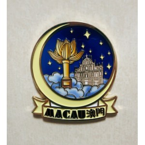 Macau Landscape Impression Fridge Magnet - Golden Lotus Ruins of St. Paul's (Luminous)