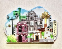 Íman de Frigorífico de Paisagem da Impressão de Macau — Vista das Ruínas de São Paulo