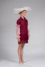 恤衫拼蕾絲連身裙